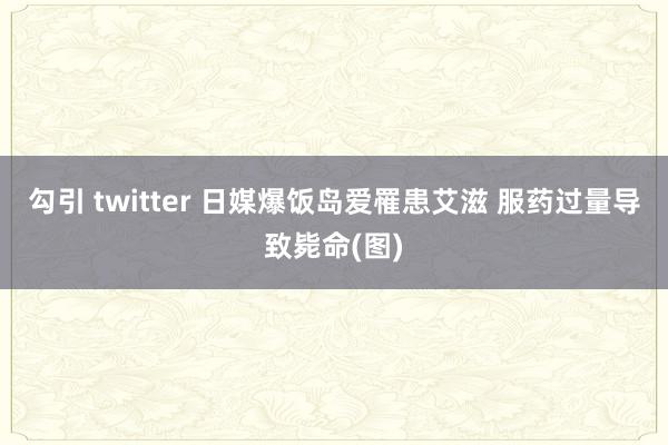 勾引 twitter 日媒爆饭岛爱罹患艾滋 服药过量导致毙命(图)