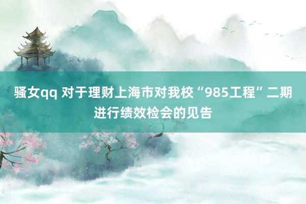 骚女qq 对于理财上海市对我校“985工程”二期进行绩效检会的见告