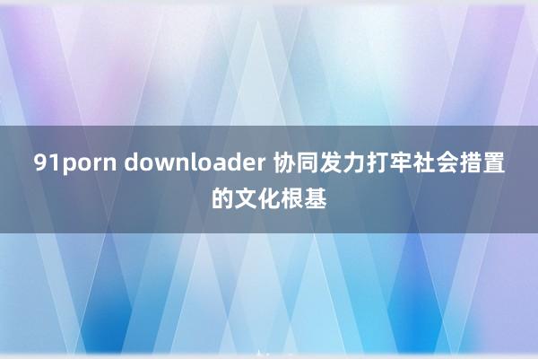 91porn downloader 协同发力打牢社会措置的文化根基